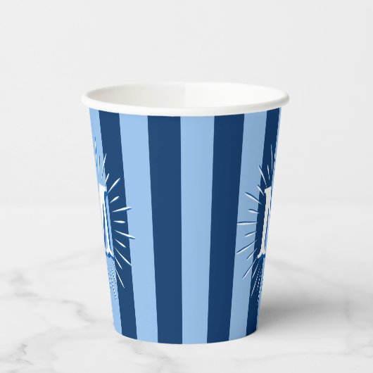 Cabana Stripes in Blue Personalized Pappbecher (Links)