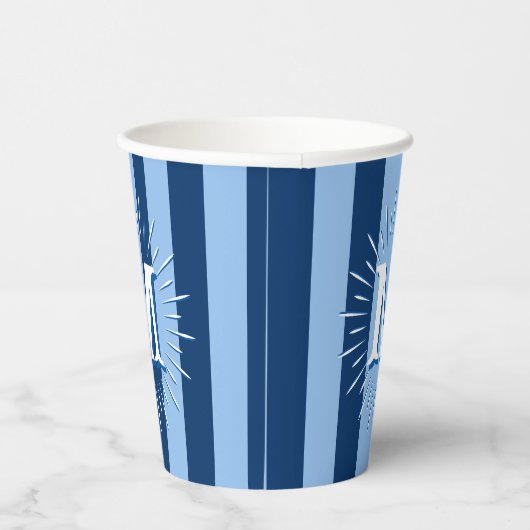 Cabana Stripes in Blue Personalized Pappbecher (Rechts)