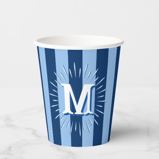 Cabana Stripes in Blue Personalized Pappbecher (Vorderseite)
