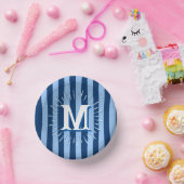 Cabana Stripes in Blue Personalized Pappteller (Party)