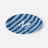 Cabana Stripes in Blue Personalized Pappteller (Schrägansicht)