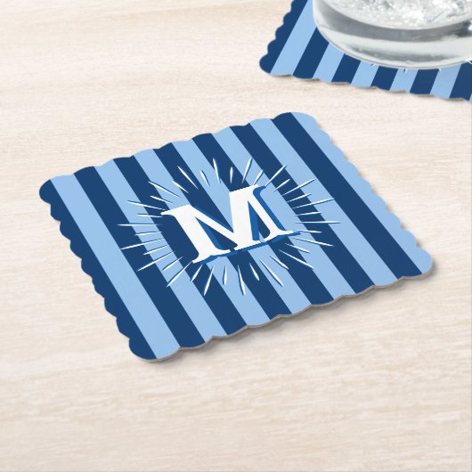 Cabana Stripes in Blue Personalized Untersetzer (angewinkelt)