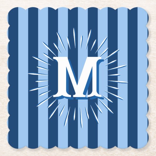 Cabana Stripes in Blue Personalized Untersetzer (Vorderseite)