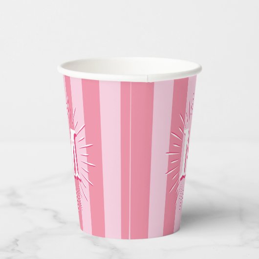 Cabana Stripes in Pink Personalized Pappbecher (Rechts)