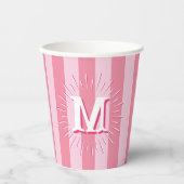 Cabana Stripes in Pink Personalized Pappbecher (Vorderseite)