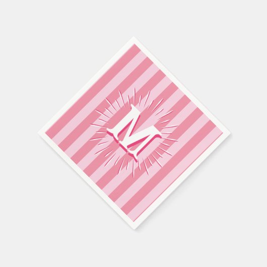 Cabana Stripes in Pink Personalized Serviette (Ecke)