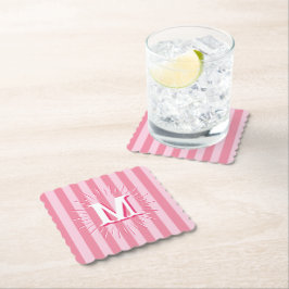 Cabana Stripes in Pink Personalized Untersetzer