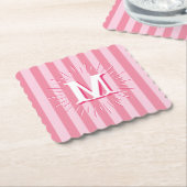 Cabana Stripes in Pink Personalized Untersetzer (angewinkelt)