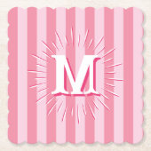 Cabana Stripes in Pink Personalized Untersetzer (Vorderseite)