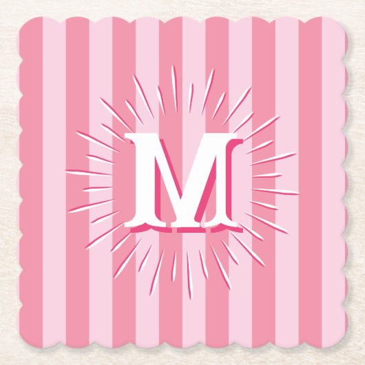 Cabana Stripes in Pink Personalized Untersetzer (Vorderseite)