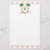 Cabana Stripes Palm Beach Monogram Crest Briefpapier (Vorderseite)