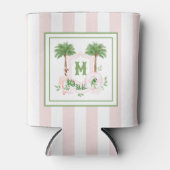 Cabana Stripes Palm Beach Monogram Crest Dosenkühler (Vorderseite)