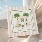 Cabana Stripes Palm Beach Monogram Crest Enclosure Mitteilungskarte