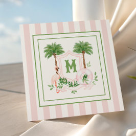 Cabana Stripes Palm Beach Monogram Crest Enclosure Mitteilungskarte