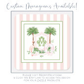 Cabana Stripes Palm Beach Monogram Crest Enclosure Mitteilungskarte