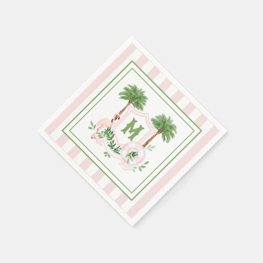 Cabana Stripes Palm Beach Monogram Crest Enclosure Serviette (Ecke)