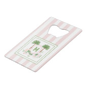 Cabana Stripes Palm Beach Monogram Crest Geldbeutel Flaschenöffner (Vorderseite Schrägansicht)