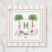 Cabana Stripes Palm Beach Monogram Crest Geschenkanhänger (Vorderseite)