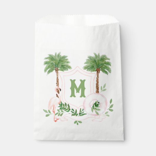 Cabana Stripes Palm Beach Monogram Crest Geschenktütchen (Vorderseite)