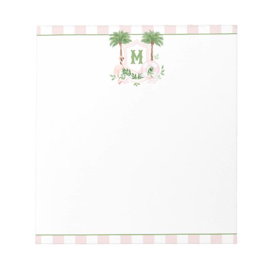 Cabana Stripes Palm Beach Monogram Crest Notizblock (Vorderseite)