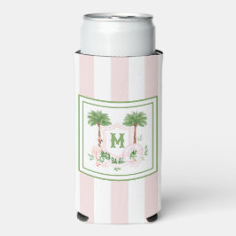 Cabana Stripes Palm Beach Monogram Crest Selters Dosenkühler