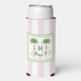 Cabana Stripes Palm Beach Monogram Crest Selters Dosenkühler