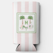 Cabana Stripes Palm Beach Monogram Crest Selters Dosenkühler (Vorderseite)