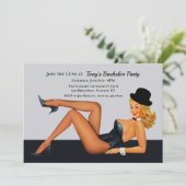 Cabaret Girl Bachelor Party Einladung (Stehend Vorderseite)