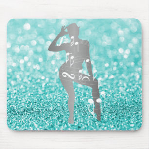 Cabaret Musical Dance Girl Tiffany Türkis White Mousepad