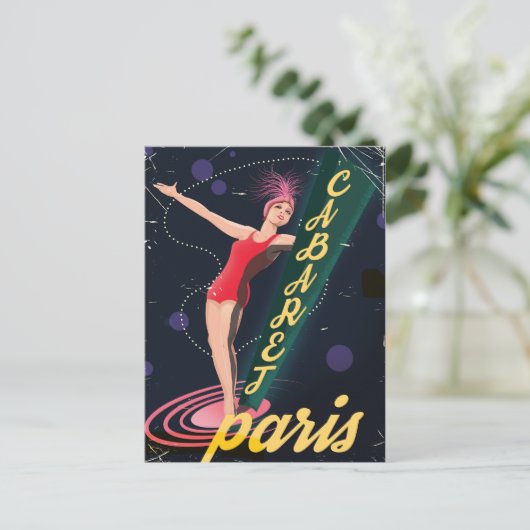 Cabaret Paris Vintage Reiseplakat Postkarte (Stehend Vorderseite)