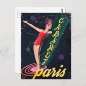 Cabaret Paris Vintage Reiseplakat Postkarte (Vorne/Hinten)