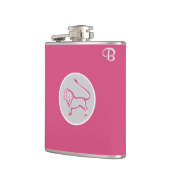 Cabaret Pink Mit Monogramm Flask - Zodiac - Leo Flachmann (Links)
