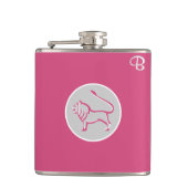 Cabaret Pink Mit Monogramm Flask - Zodiac - Leo Flachmann (Vorderseite)