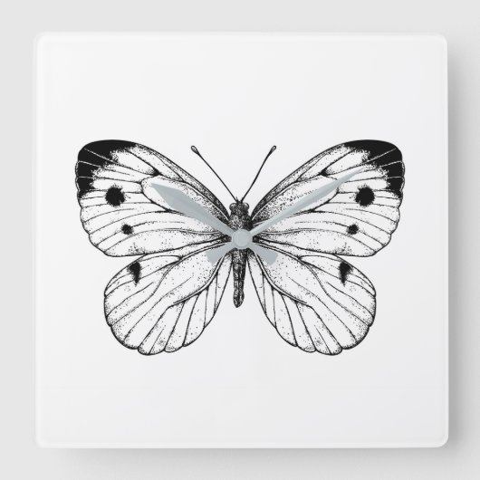 Cabbage butterfly quadratische wanduhr (Vorderseite)