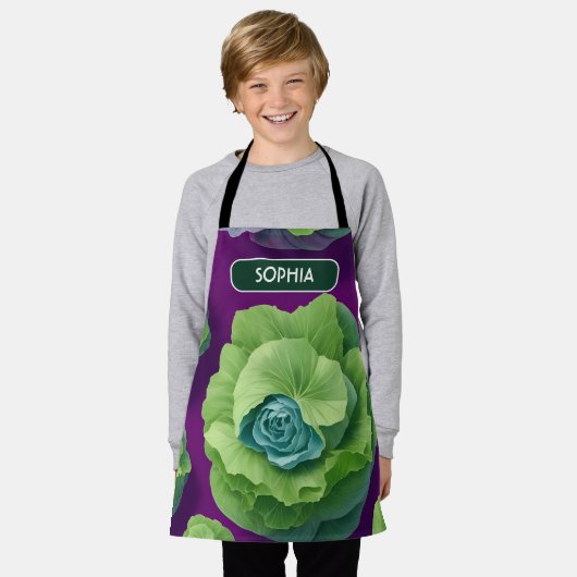 Cabbage Floral Personalisiertes Muster Schürze (Getragen)