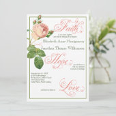 Cabbage Rose Christlich Hochzeit Einladung (Stehend Vorderseite)