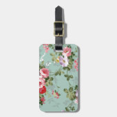 Cabbage-Rose in Blautönen Gepäckanhänger (Vorderseite vertikal)