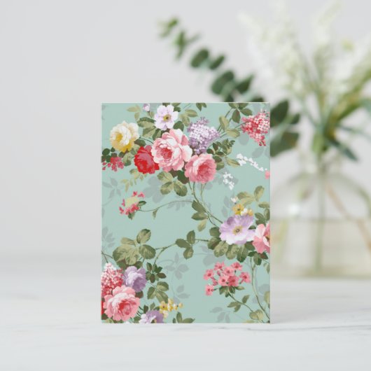 Cabbage-Rose in Blautönen Postkarte (Stehend Vorderseite)