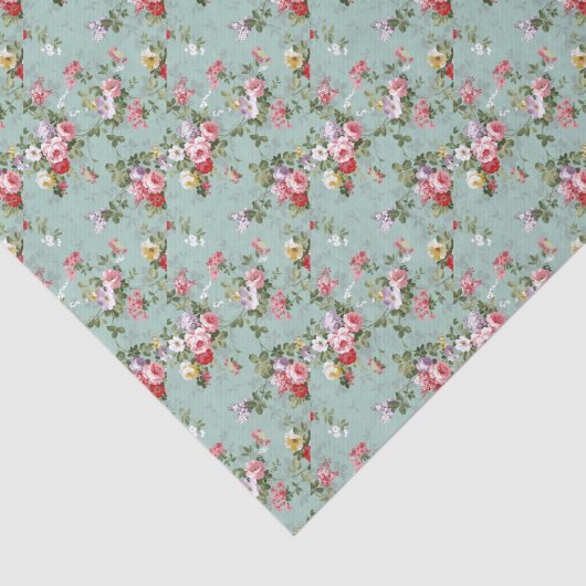 Cabbage-Rose in Blautönen Seidenpapier (Ausschnitt)