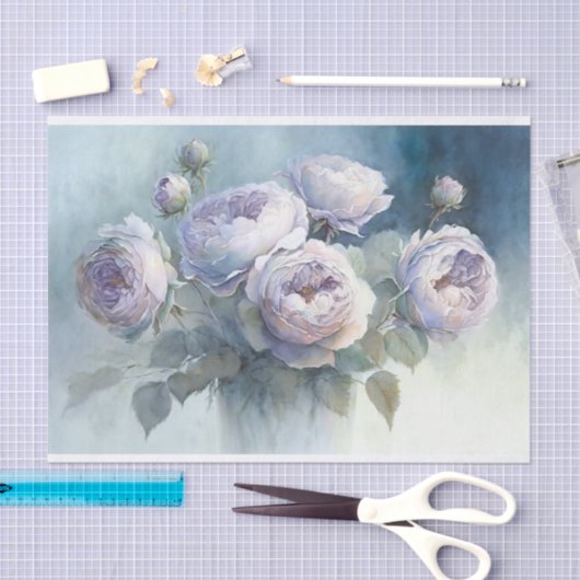 Cabbage-Rose in Vase-Dekoupage Seidenpapier (Handwerk)