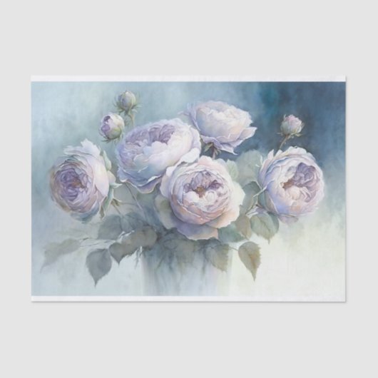 Cabbage-Rose in Vase-Dekoupage Seidenpapier (Vorderseite)