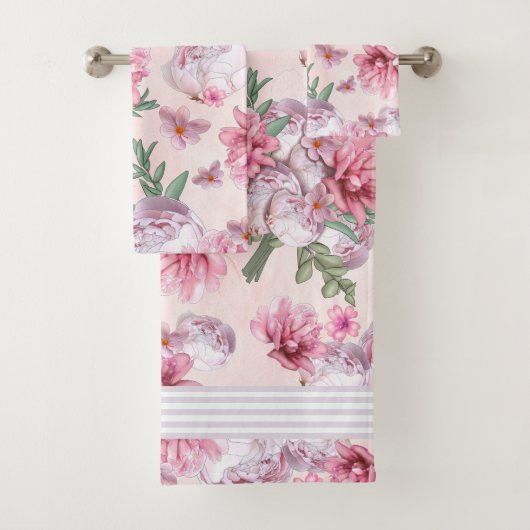 Cabbage Rose Rosa Mischungen Badhandtuch Set (Insitu)