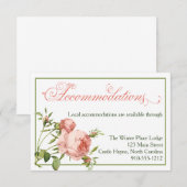 Cabbage Rose Script Hochzeitskarte Begleitkarte (Vorne/Hinten)