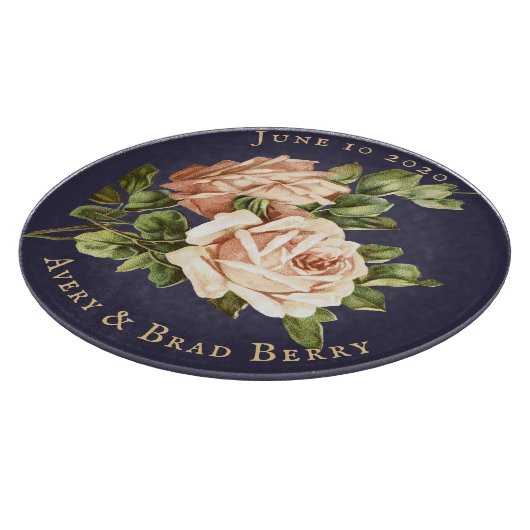 Cabbage Rose Shabby Chic Navy Blue Schneidebrett (Ecke)