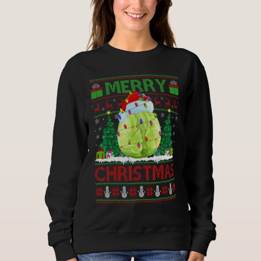 Cabbage Vegetable Xmas Tree Ugly Cabbage Christm Sweatshirt (Vorderseite)