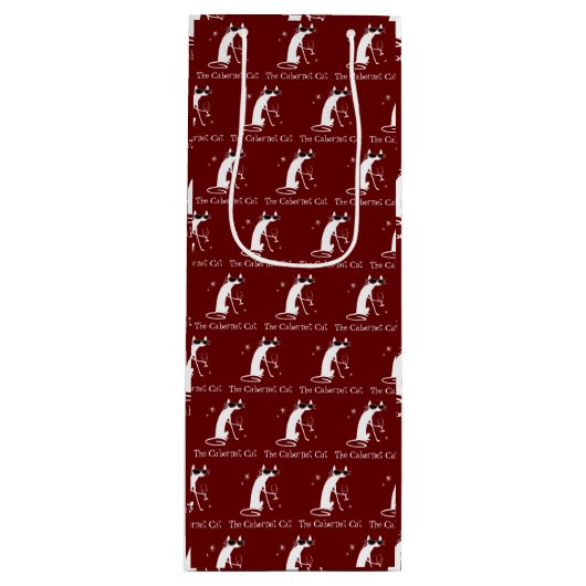 Cabernet Cat Fan Muster Geschenktüte Für Weinflaschen (Vorderseite)