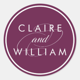 Cabernet Plum Personalisiert Wedding Runder Aufkleber