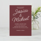Cabernet Red Script Moderne stilvolle Einladung (Stehend Vorderseite)