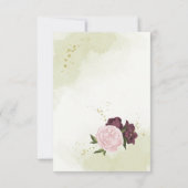 Cabernet Rosa Blume Grün Blätter Hochzeit Dankeskarte (Rückseite)