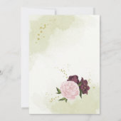 Cabernet Rosa Blume Grün Blätter Hochzeit Einladung (Rückseite)